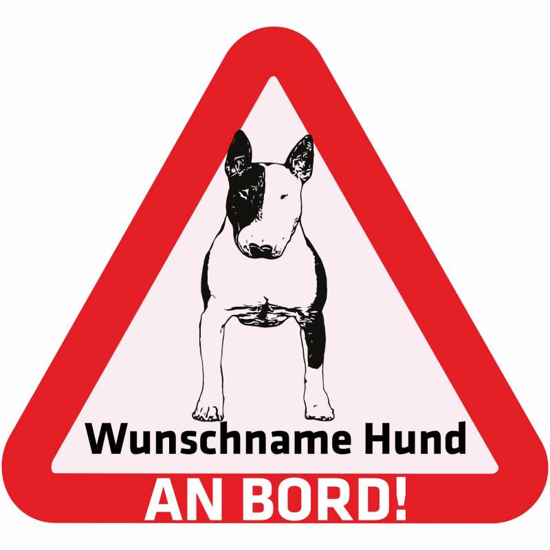 Indigos UG - Namensaufkleber Hund - Bullterrier - Aufkleber mit Namen & Wunschtext - individuell personalisiert - Auto - Motorrad - LKW von Indigos