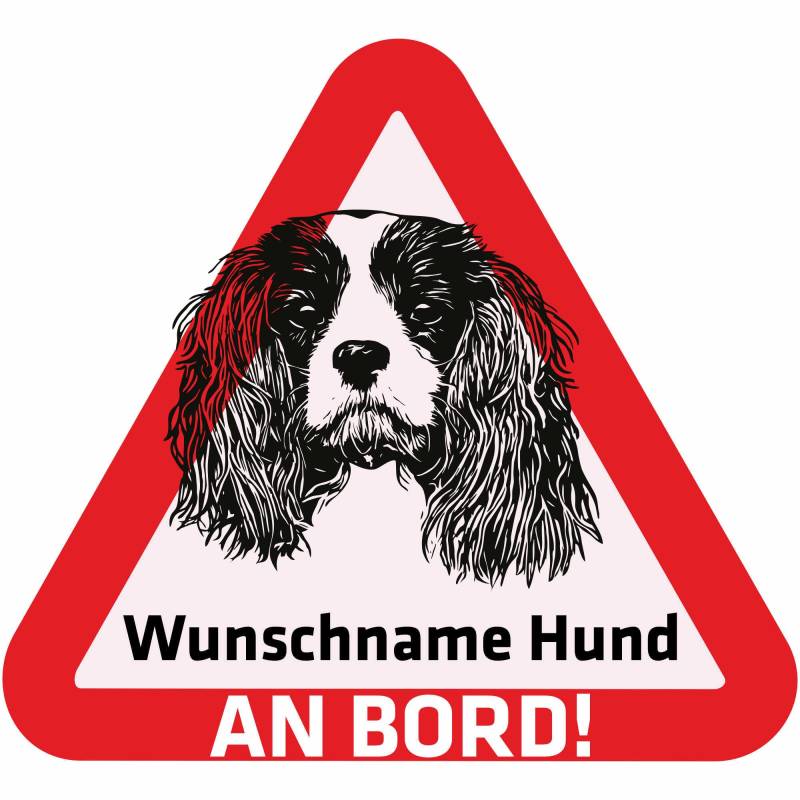 Indigos UG - Namensaufkleber Hund - Cavalier King Charles Spaniel - Aufkleber mit Namen & Wunschtext - individuell personalisiert - Auto - Motorrad - LKW von Indigos