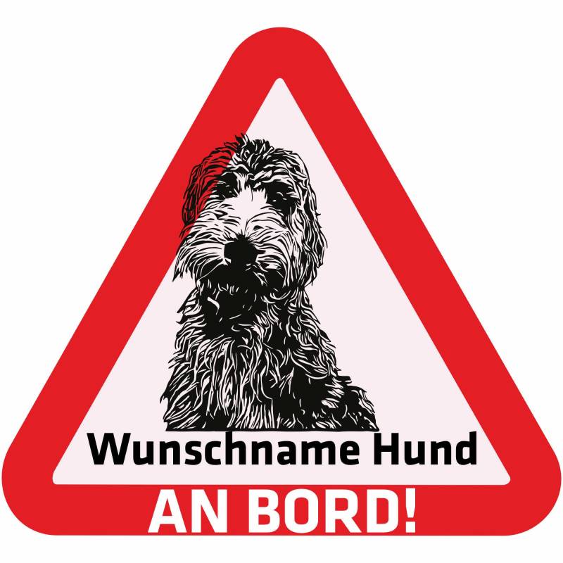 Indigos UG - Namensaufkleber Hund - Goldendoodle - Aufkleber mit Namen & Wunschtext - individuell personalisiert - Auto - Motorrad - LKW von Indigos