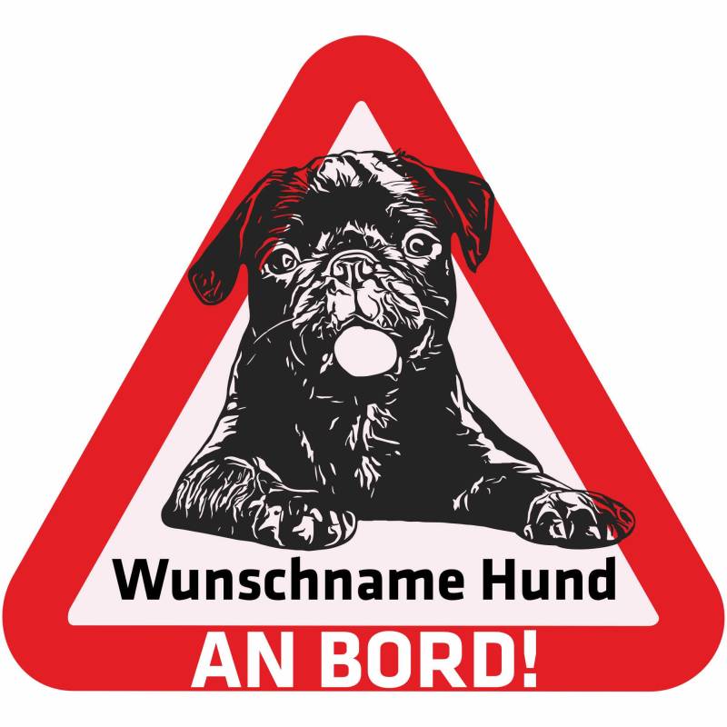 Indigos UG - Namensaufkleber Hund - Mops - Aufkleber mit Namen & Wunschtext - individuell personalisiert - Auto - Motorrad - LKW von Indigos