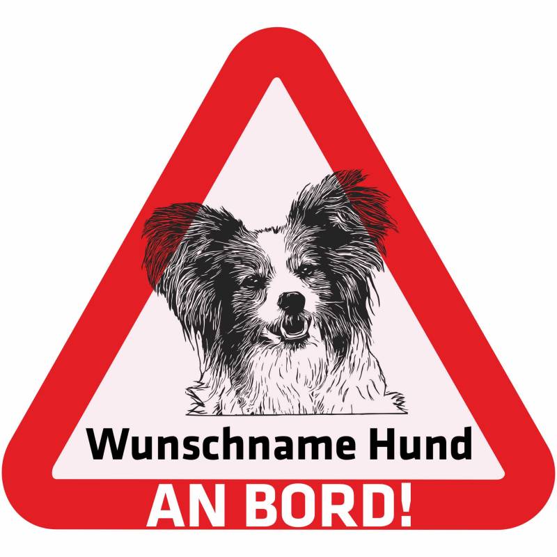 Indigos UG - Namensaufkleber Hund - Papillon - Aufkleber mit Namen & Wunschtext - individuell personalisiert - Auto - Motorrad - LKW von Indigos