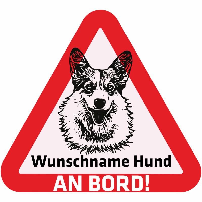 Indigos UG - Namensaufkleber Hund - Pembroke Corgi - Aufkleber mit Namen & Wunschtext - individuell personalisiert - Auto - Motorrad - LKW von Indigos