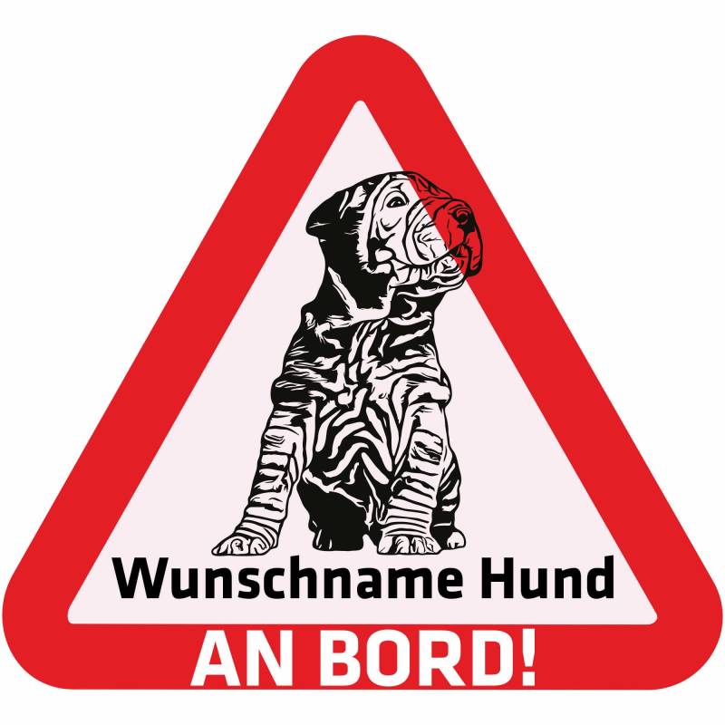 Indigos UG - Namensaufkleber Hund - Shar Pei - Aufkleber mit Namen & Wunschtext - individuell personalisiert - Auto - Motorrad - LKW von Indigos