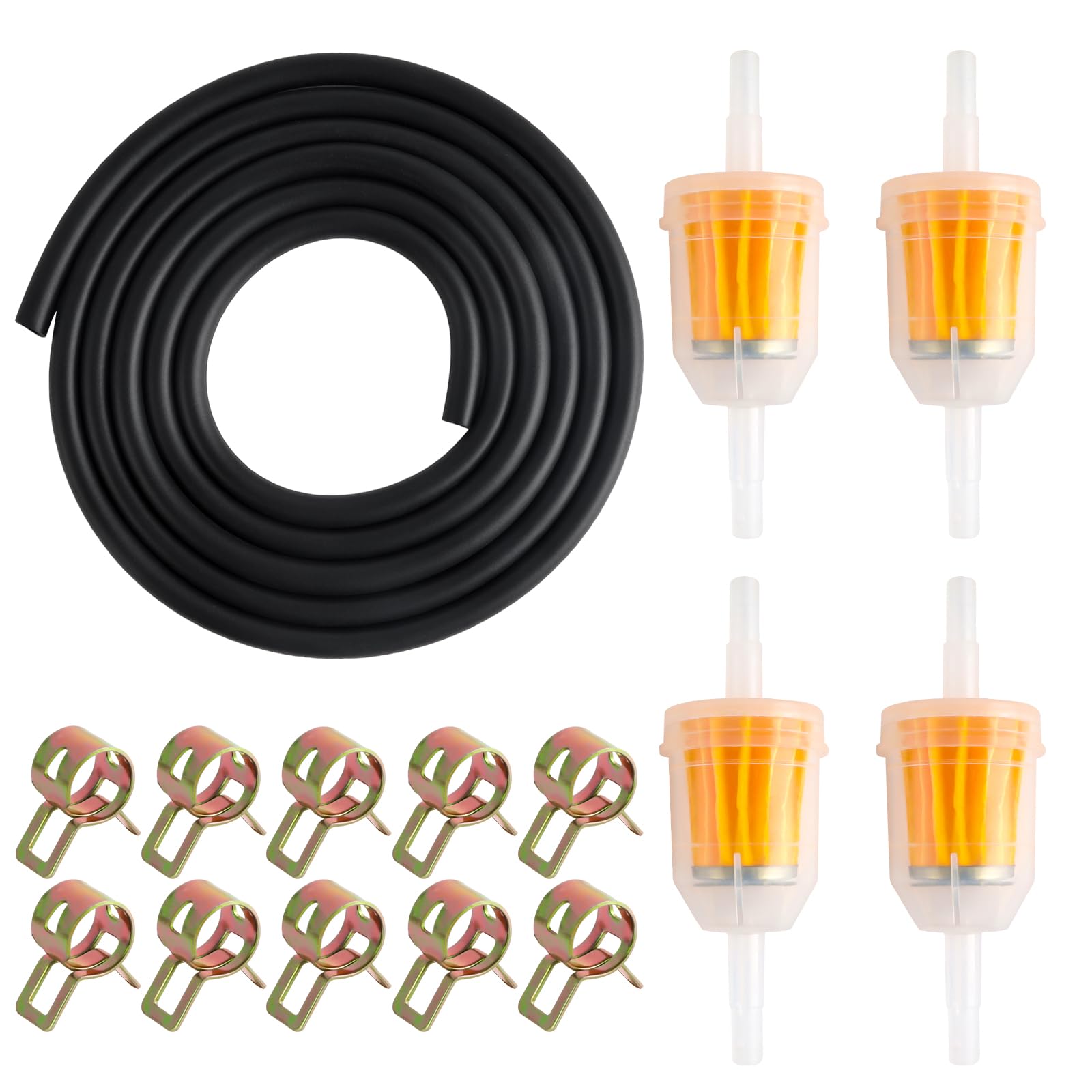 Benzinschlauch Kit,Motorrad Kraftstofffilter Schlauch Kit,Motorrad Gas Kraftstofffilter inkl 4 6mm Benzinfilter 2m Benzinschlauch 10 Schlauchschellen,Benzin Kraftstofffilter Inline Kit von Indrnif