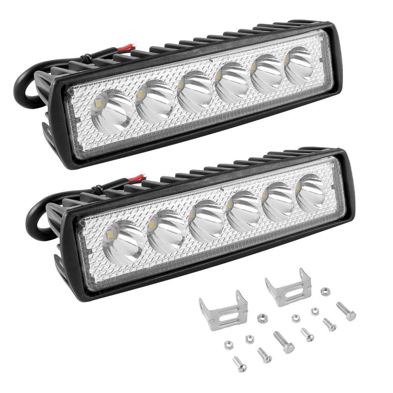 Indrnif 2 Stück LED Arbeitsscheinwerfer Offroad Zusatzscheinwerfer 18W 12V Zusatzscheinwerfer 6000K Scheinwerfer IP67 Wasserdicht Rückfahrscheinwerfer für Trecker Bagger SUV, UTV, ATV, LKWs von Indrnif