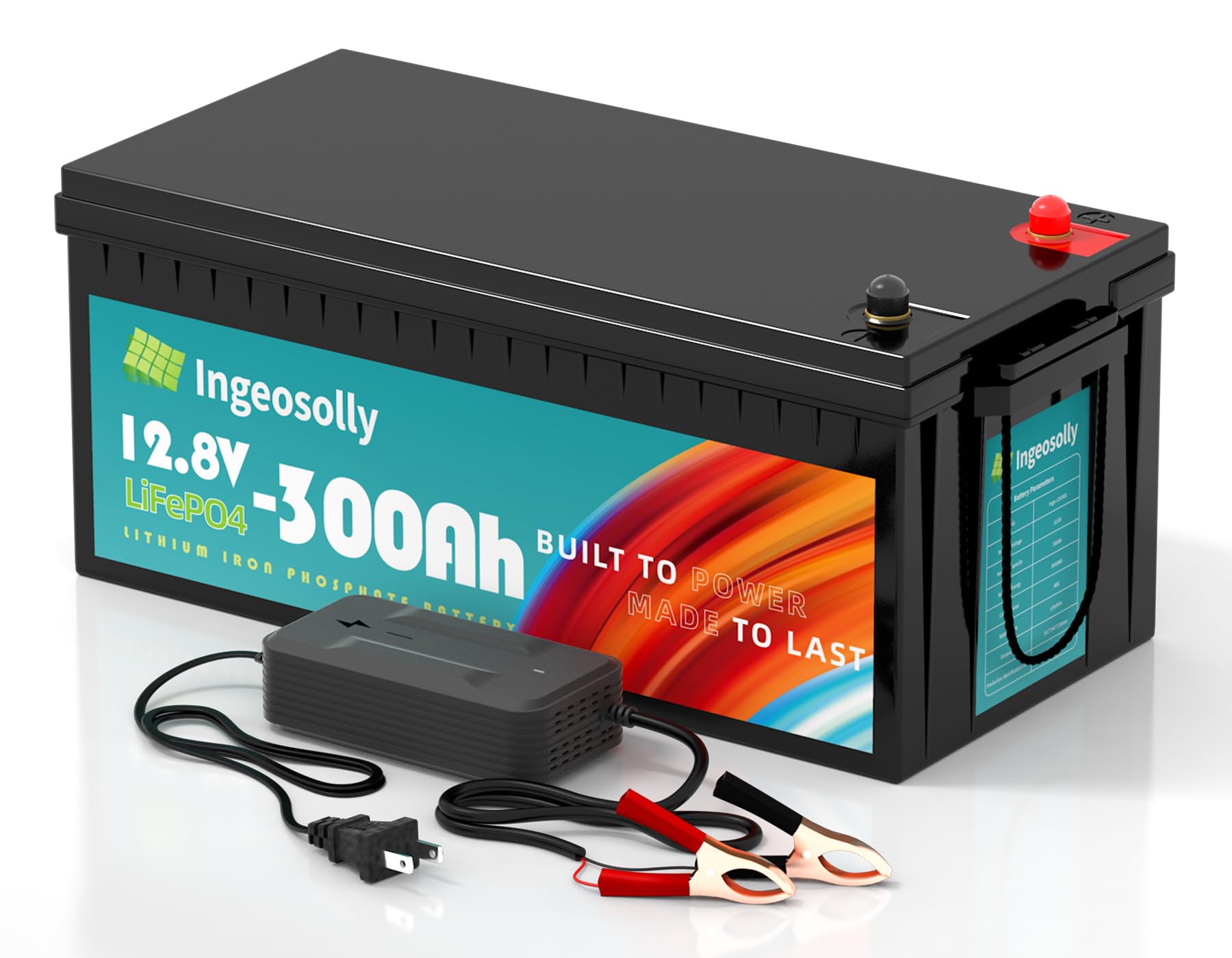 12V 300Ah Lithium LiFePO4 Batterie Tiefe Zyklen 3840Wh Lithium Eisen Phosphat Batterie Eingebaute intelligente BMS für Wohnmobil, Camping, Marine, Solarsystem, Home Backup Power von Ingeosolly