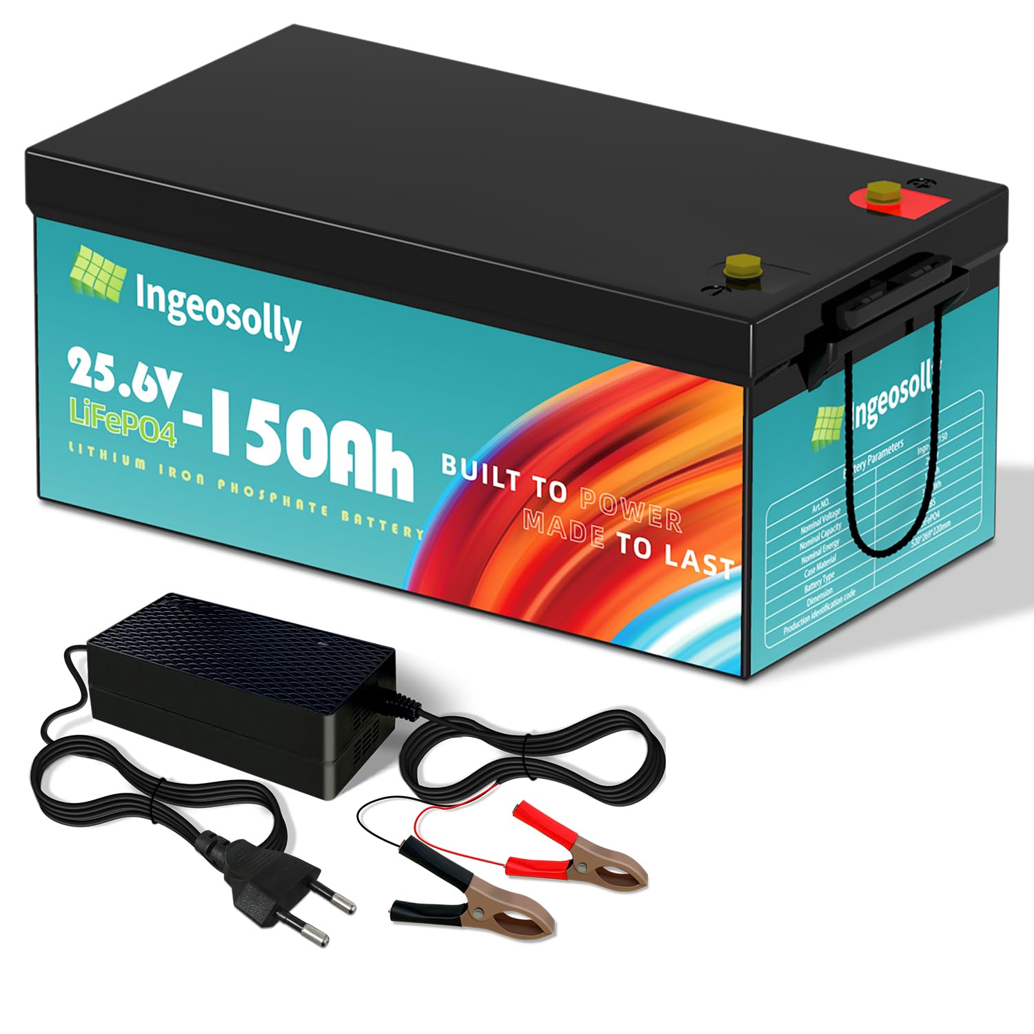 24V 150Ah LiFePO4 Batterie 8000+ Zyklus Lebensdauer, 3.84kWh tiefe Zyklus wiederaufladbare Batterie, 24V LiFePO4 Batterie für RV Solar Power Backup Energie Marine von Ingeosolly