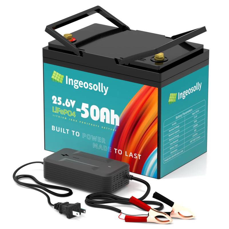 24V 50Ah LiFePO4 Lithium Batterie 24 Volt Tiefzyklus Lithium Eisen Phosphat Wiederaufladbare Batterien für Wohnmobil, Wohnmobil, Trolling Motor, Solarsystem, Golfwagen, Backup von Ingeosolly