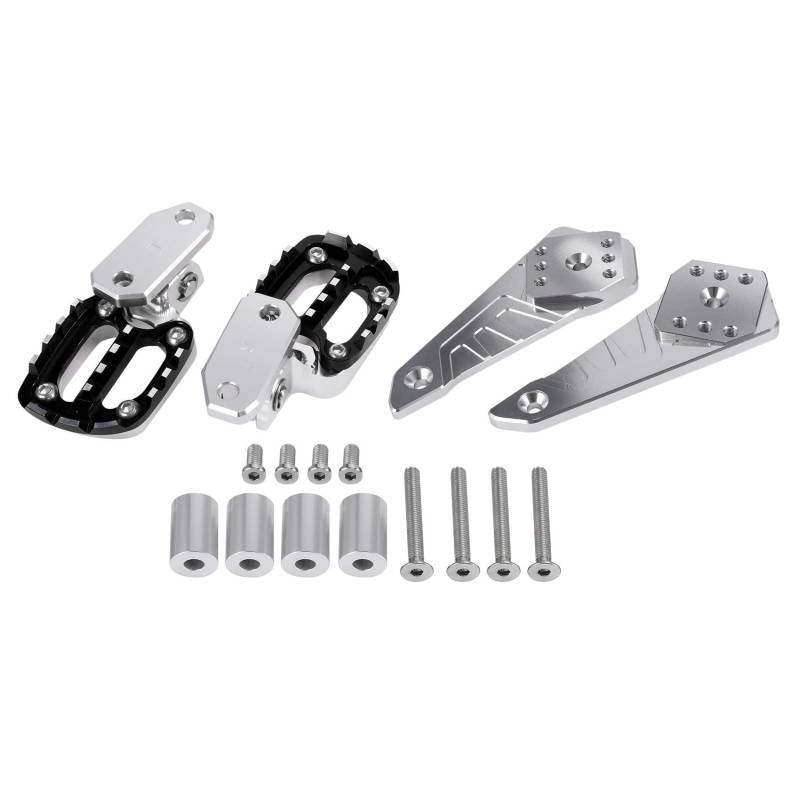 Inkoby FüR XADV X-ADV 750 2021 Aluminium Legierung Hinterer Pedal Fuß StäNder Klappbare Fuß StüTzen Beifahrer Fuß Rasten, Silber-Schwarz von Inkoby