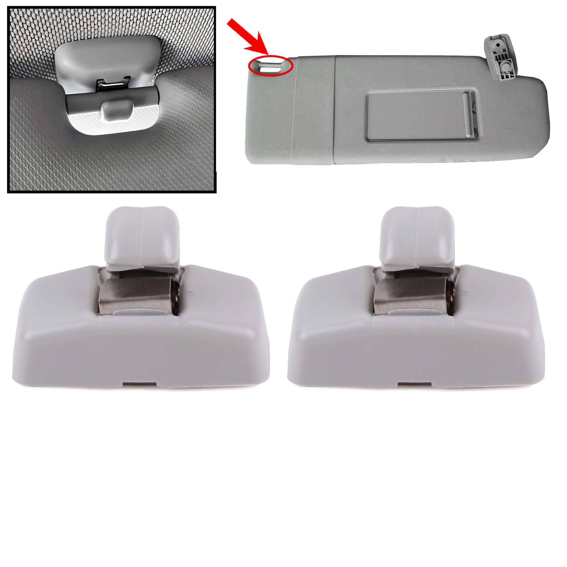 INLY 2 TLG Clip Sonnenblendenhalter Grau Halter Blende kompatibel mit Volkswagen Transporter Caddy Golf Polo Passat Skoda Octavia Fabia Superb Seat Leon Ibiza Toledo Altea Cordoba 3B0857561B von Inly Parts