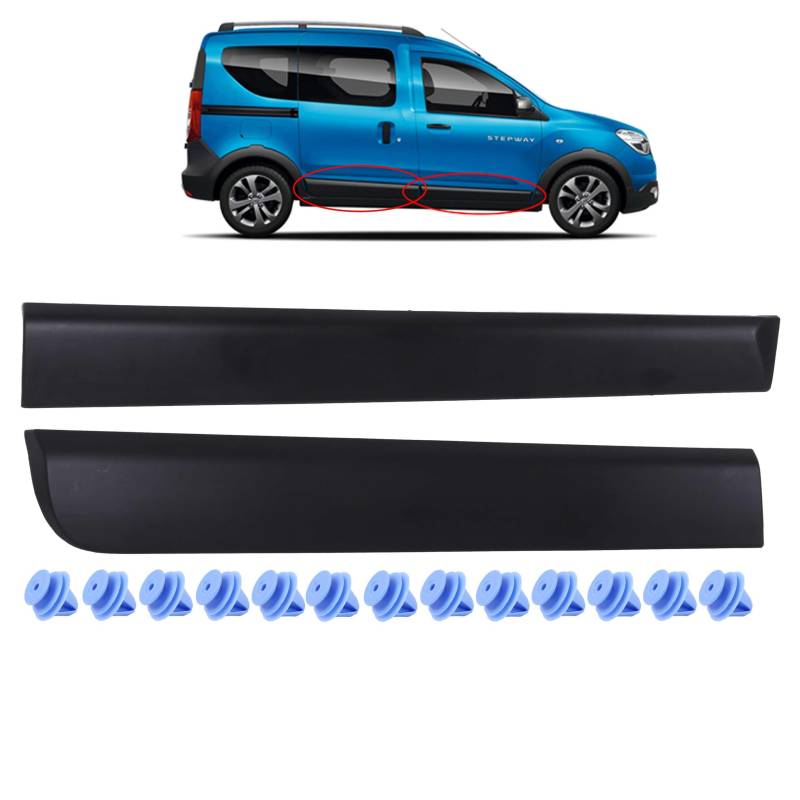 INLY 2 TLG Schutzleiste Zierleiste Seitenleiste Hinten + Vorne Rechts Schwarz kompatibel mit Dacia Dokker 828760894R 801861710R (2012->) von Inly Parts