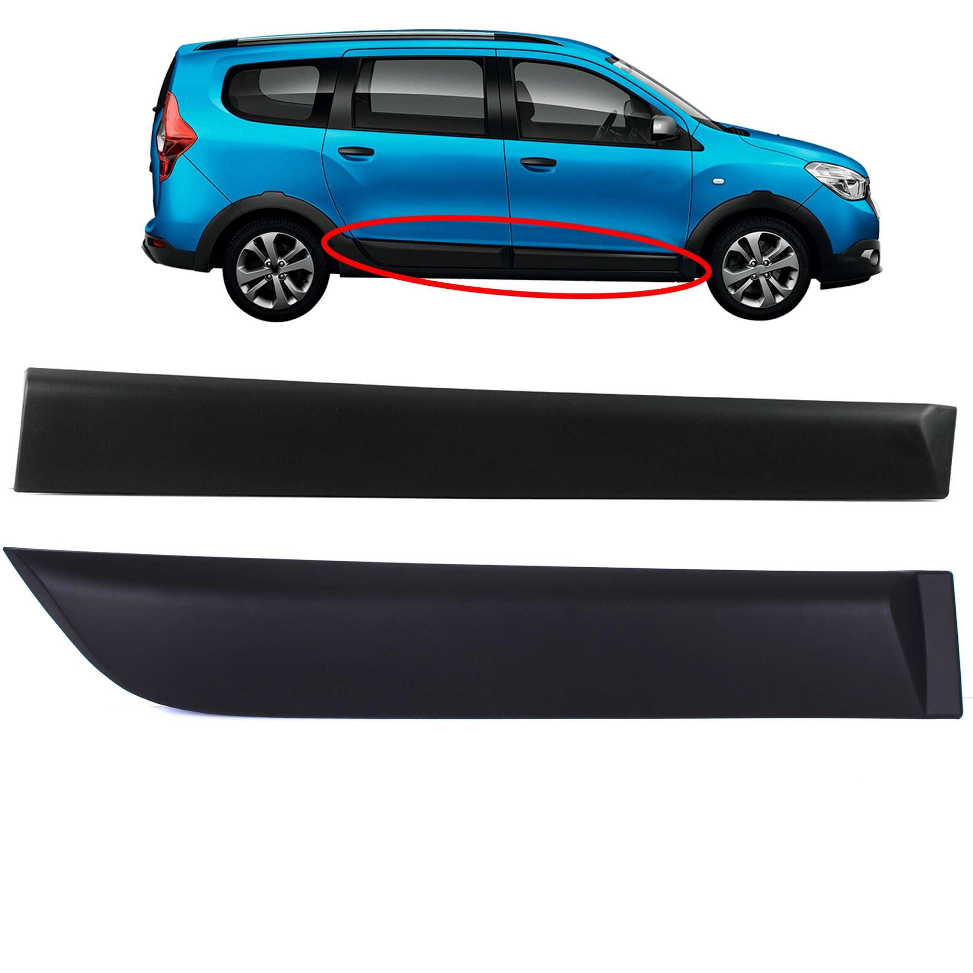 INLY 2 TLG Schutzleiste Zierleiste Seitenleiste Vorne + Hinten Rechts Schwarz kompatibel mit Dacia Dokker 828762880R 801861710R (2012->) von Inly Parts