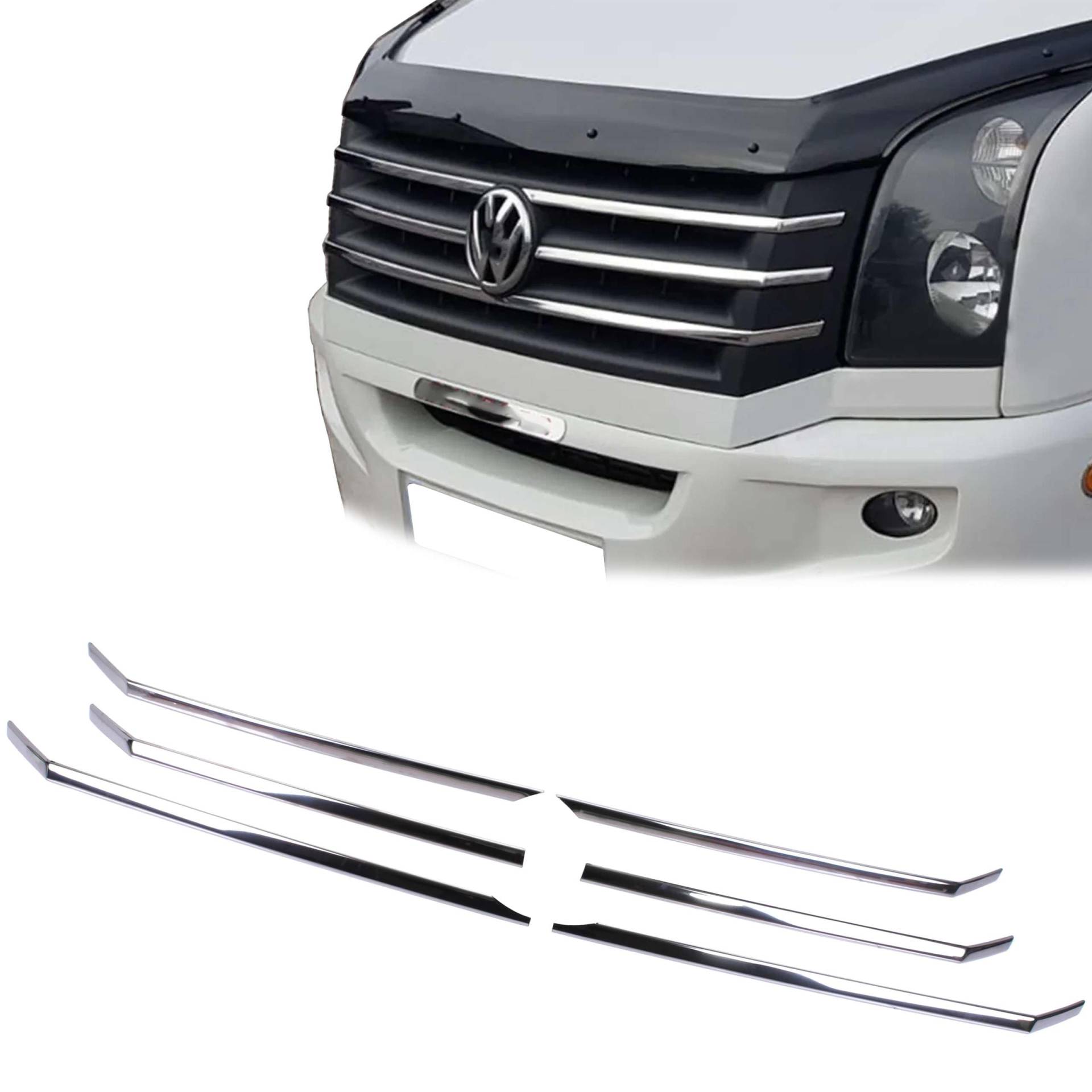 INLY 6 Tlg Edelstahl Kühlergrill Leisten Chrom kompatibel mit Volkswagen Crafter (2011-2016) von Inly Parts