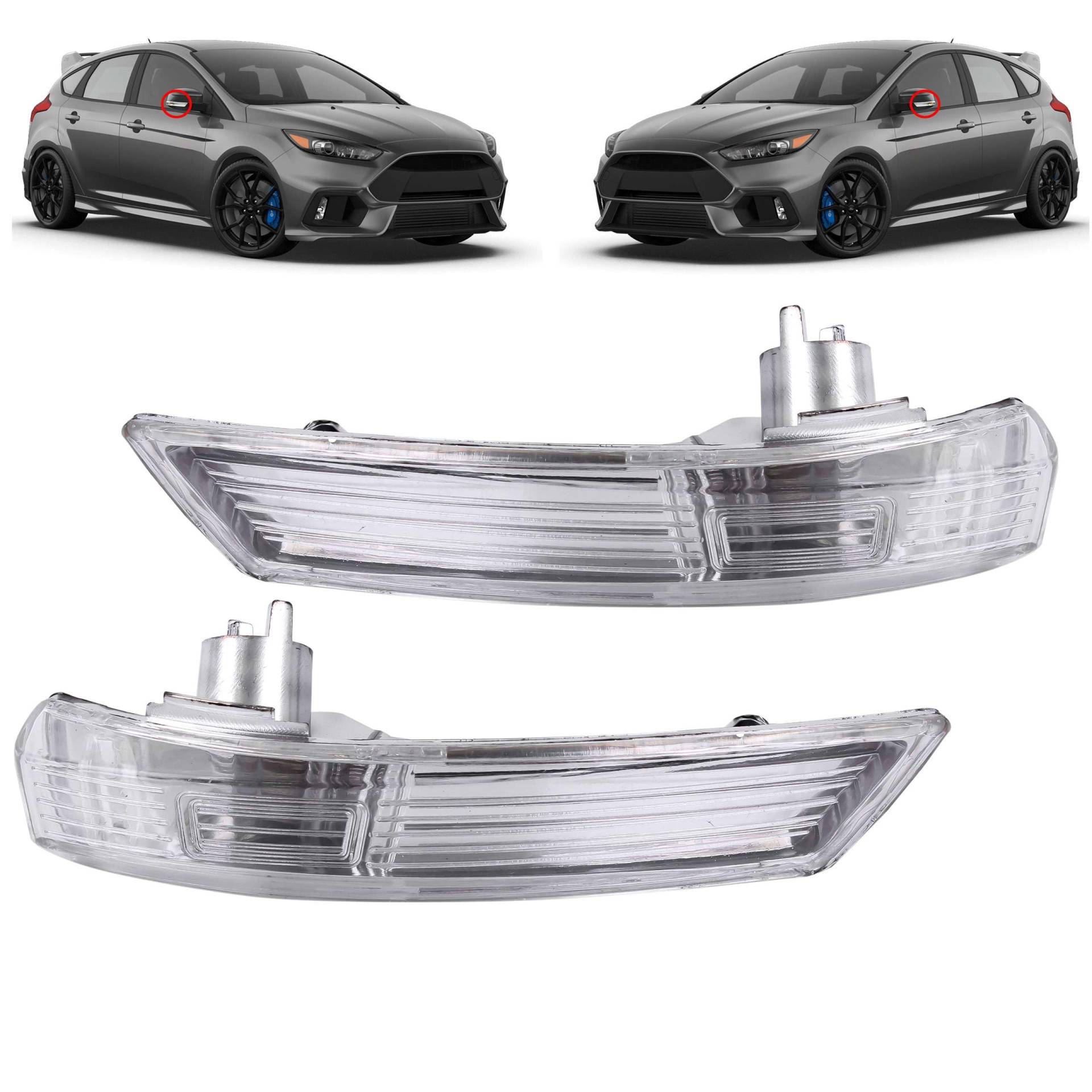 INLY Außenspiegel Blinker Blinkleuchte Spiegel Spiegelblinker Rechts + Links kompatibel mit Ford Focus (2008-2017) Mondeo (2007-2014) 8M5113B381A 8M5113B381 2100809 2097328 1872845 8M5113B383AA von Inly Parts