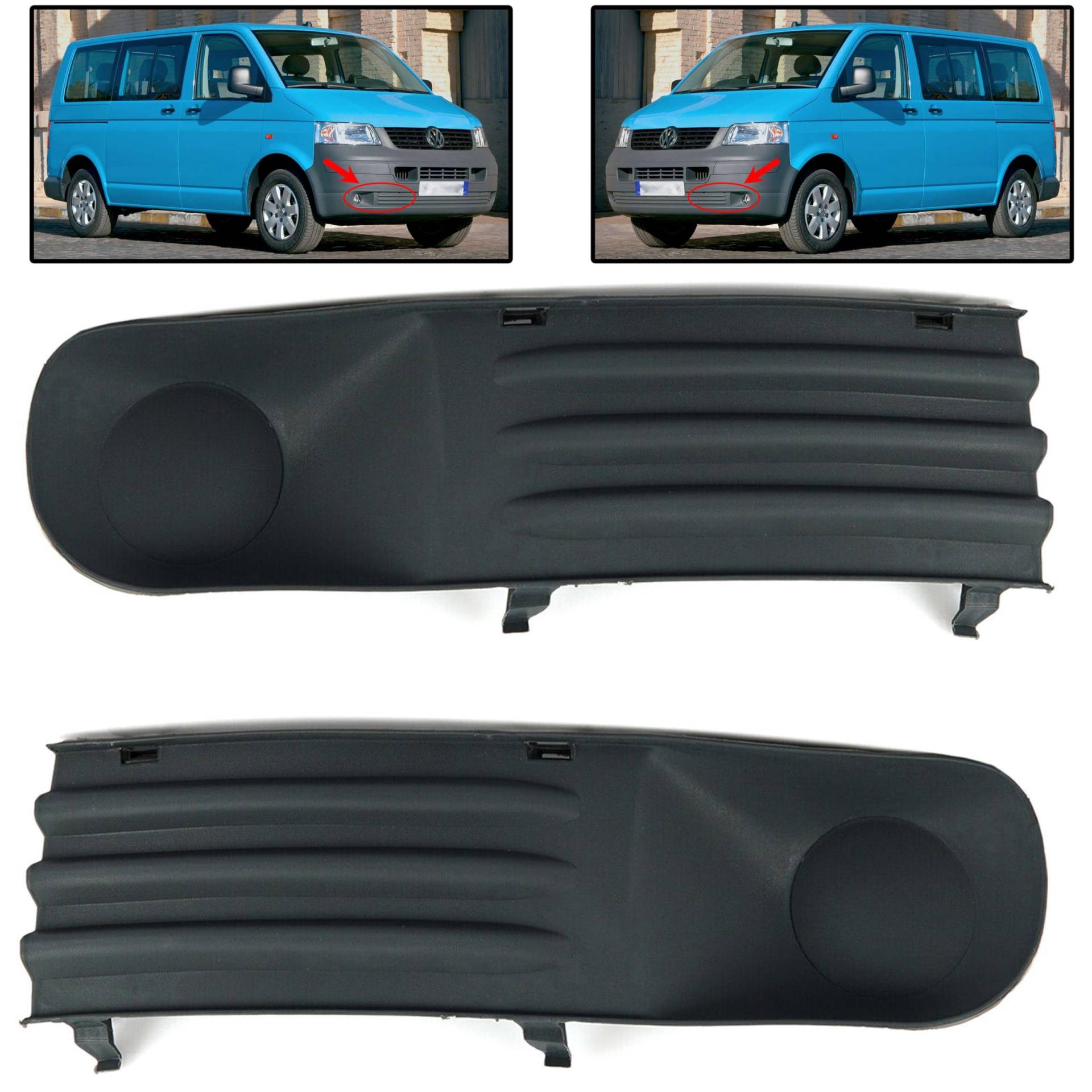 INLY Gitter Blende Stossstange Nebelscheinwerfer Lüftungsgitter Blende kompatibel mit Volkswagen Transporter T5 7H0807489B 7H0807490B (2003-2015) von Inly Parts