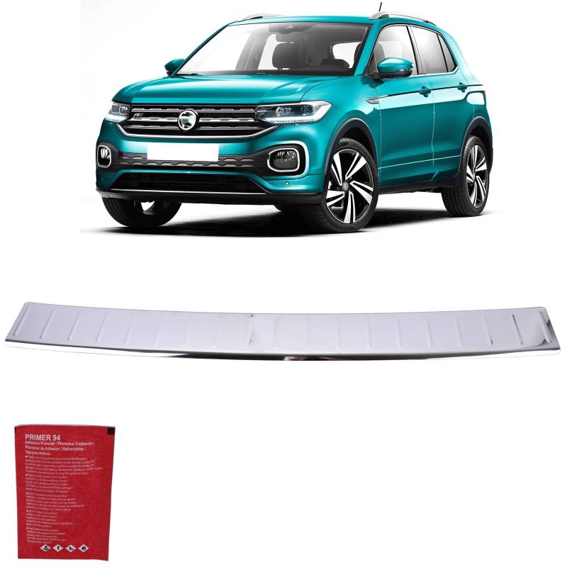 INLY Ladekantenschutz Edelstahl Stoßstange Heckschutz Chrom kompatibel mit Volkswagen T-Cross (2018-2024) von Inly Parts