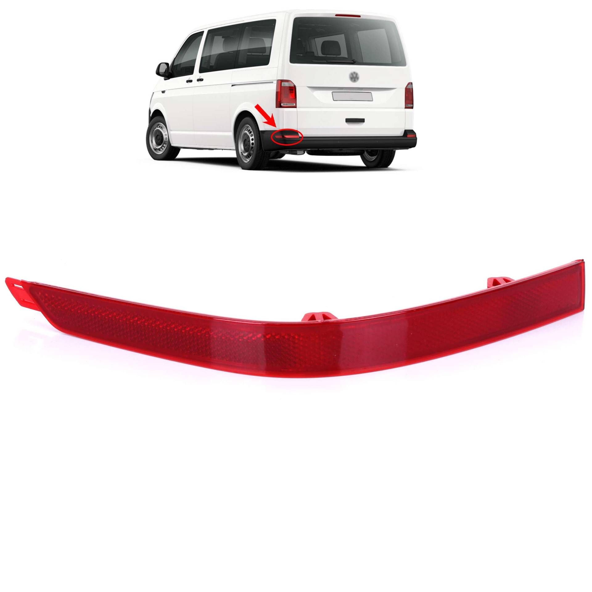 INLY Stoßstangen Reflektor Rückstrahler Reflektorleuchte Rot Hinten Links kompatibel mit Volkswagen Transporter T6 7E0945105 7E0945105D 7E0945105E 7E0945106 (2015->) von Inly Parts