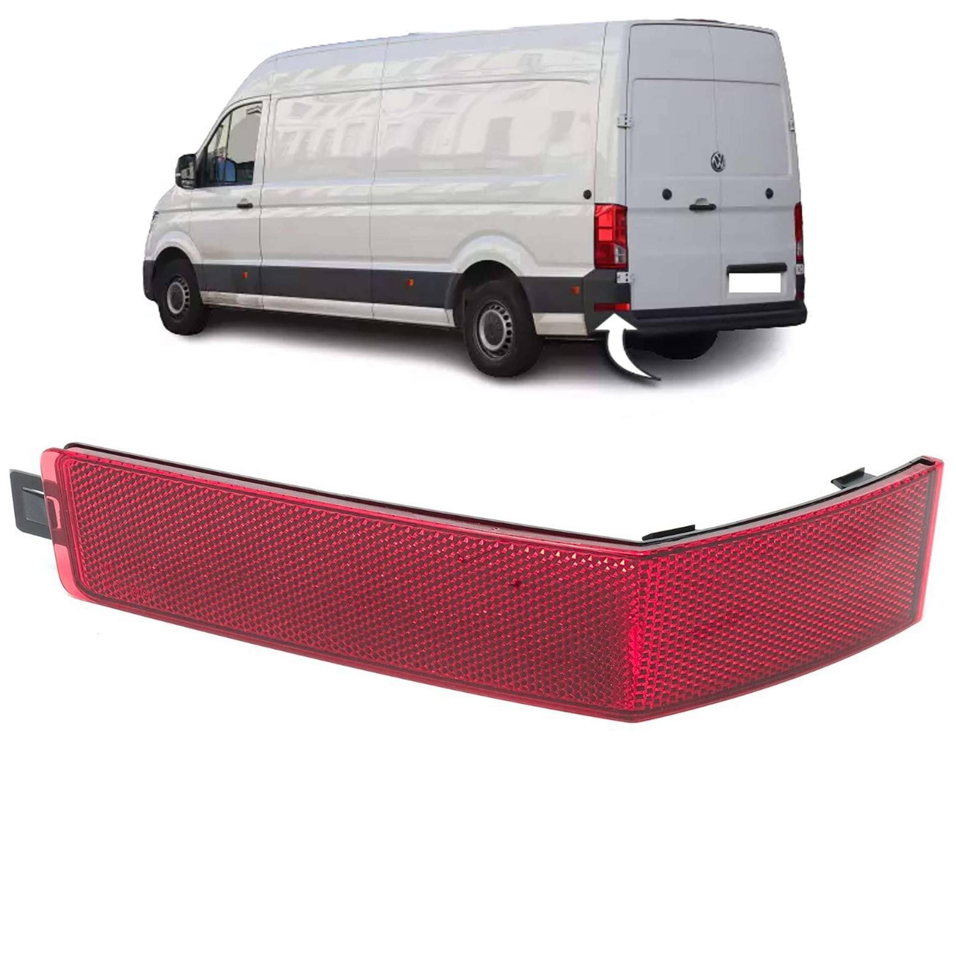 INLY Stoßstangen Reflektor Rückstrahler Reflektorleuchte Rot Links kompatibel mit Volkswagen Crafter (2016->) E-Crafter (2019->) MAN TGE (2017->) 7C0945105 von Inly Parts