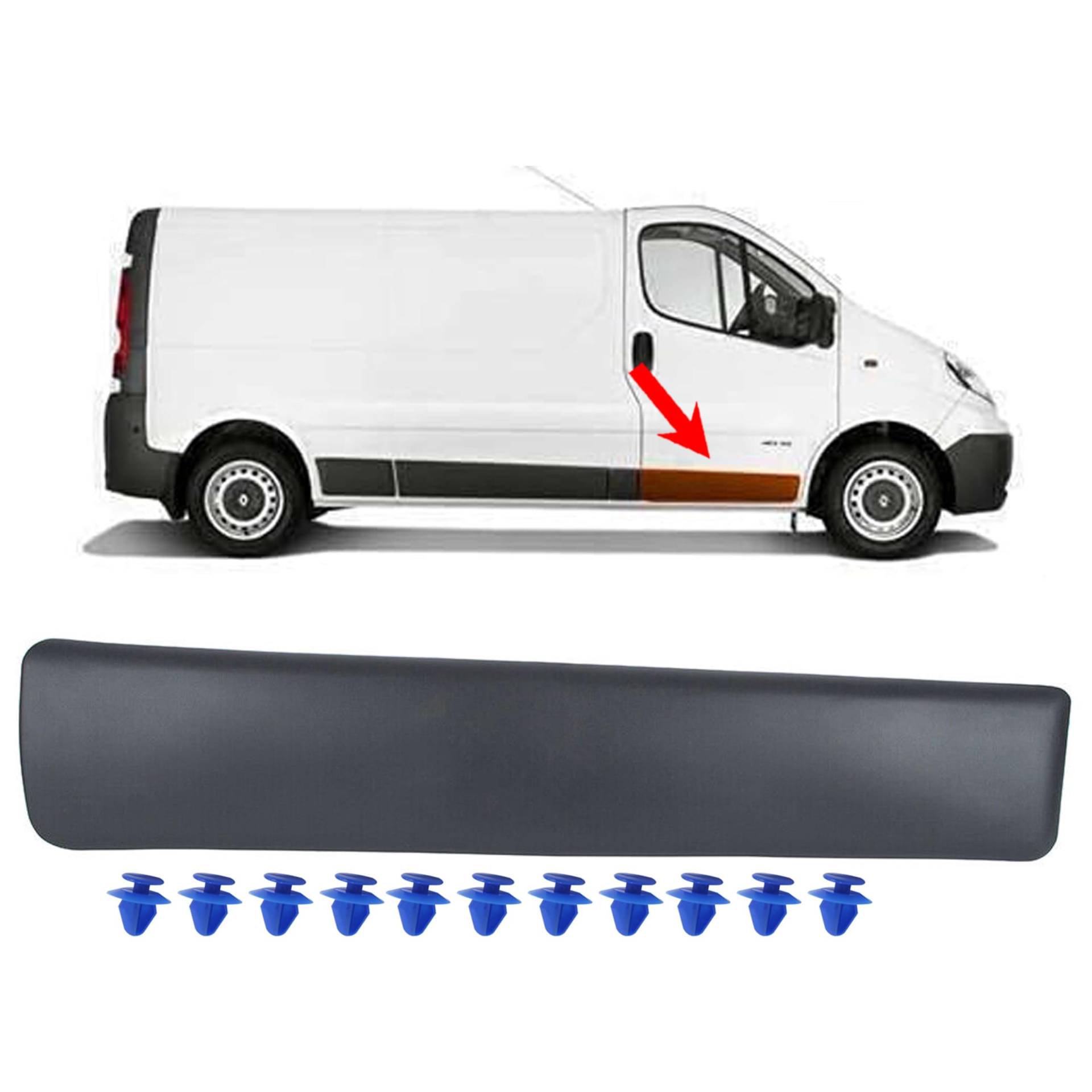 INLY Türleiste Seitenleiste Schutzleisten Aufprallleisten Schwarz kompatibel mit Trafic Vivaro Primastar 8200036086 91165345 (2001-2013) von Inly Parts