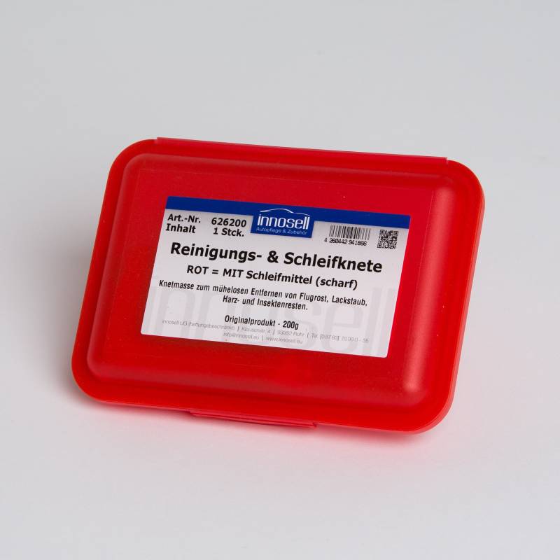 Innoclean Reinigungsknete Schleifknete DAS ORIGINAL rot scharf mit Schleifmittel 200 g von Innosell