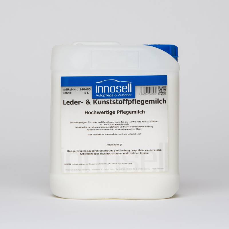 Innosell Leder- und Kunststoffpflegemilch matt Kunstleder Echtleder Plastik und Kunststoffteile Armaturen Cockpit 5 L von Innosell