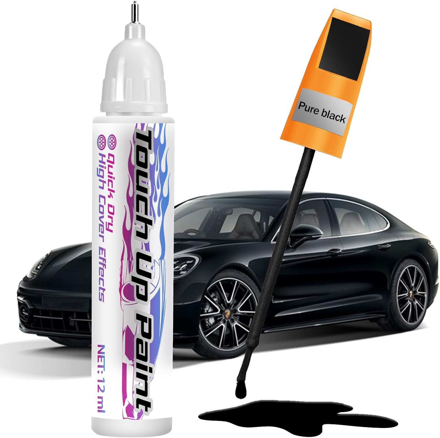 Inpumo Lackstift Schwarz, Schnelles und Einfaches Ausbessern von Autokratzern im Autolack, 2-in-1-Reparatur von Autolackkratzern, Autokratzerentferner für Tiefe Kratzer (1 Pack) von Inpumo