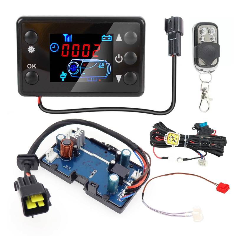 Inscrip Standheizung Controller, 12V/24V 5KW Auto Heizung LCD Schalter Controller mit Fernbedienung und Sensor, Standheizung Diesel, LCD-Autoheizungsregler, für Auto Diesel Luftheizung Parkheizung von Inscrip