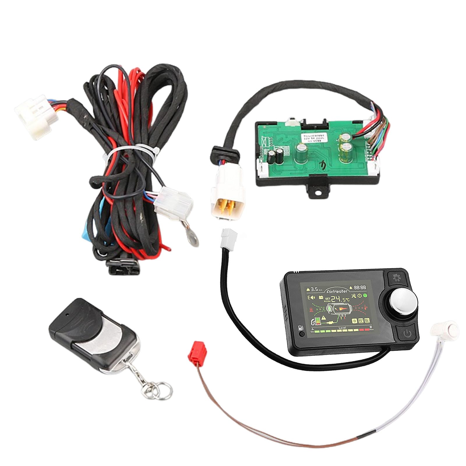 Inscrip Standheizung Controller Kit, LCD Auto Dieselheizung Schalter Controller mit Fernbedienung und Kabelbaum und Sensor und Hauptplatine, Für 12V 5KW Auto Diesels Luftheizung Parkheizung (Typ A) von Inscrip