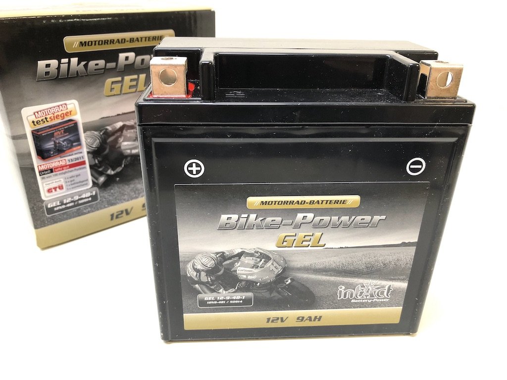 Intact Gel Motorradbatterie 12-9-4B-1, YB9-B Motorradbatterie 50914 Gel FA einsatzbereit von Intact