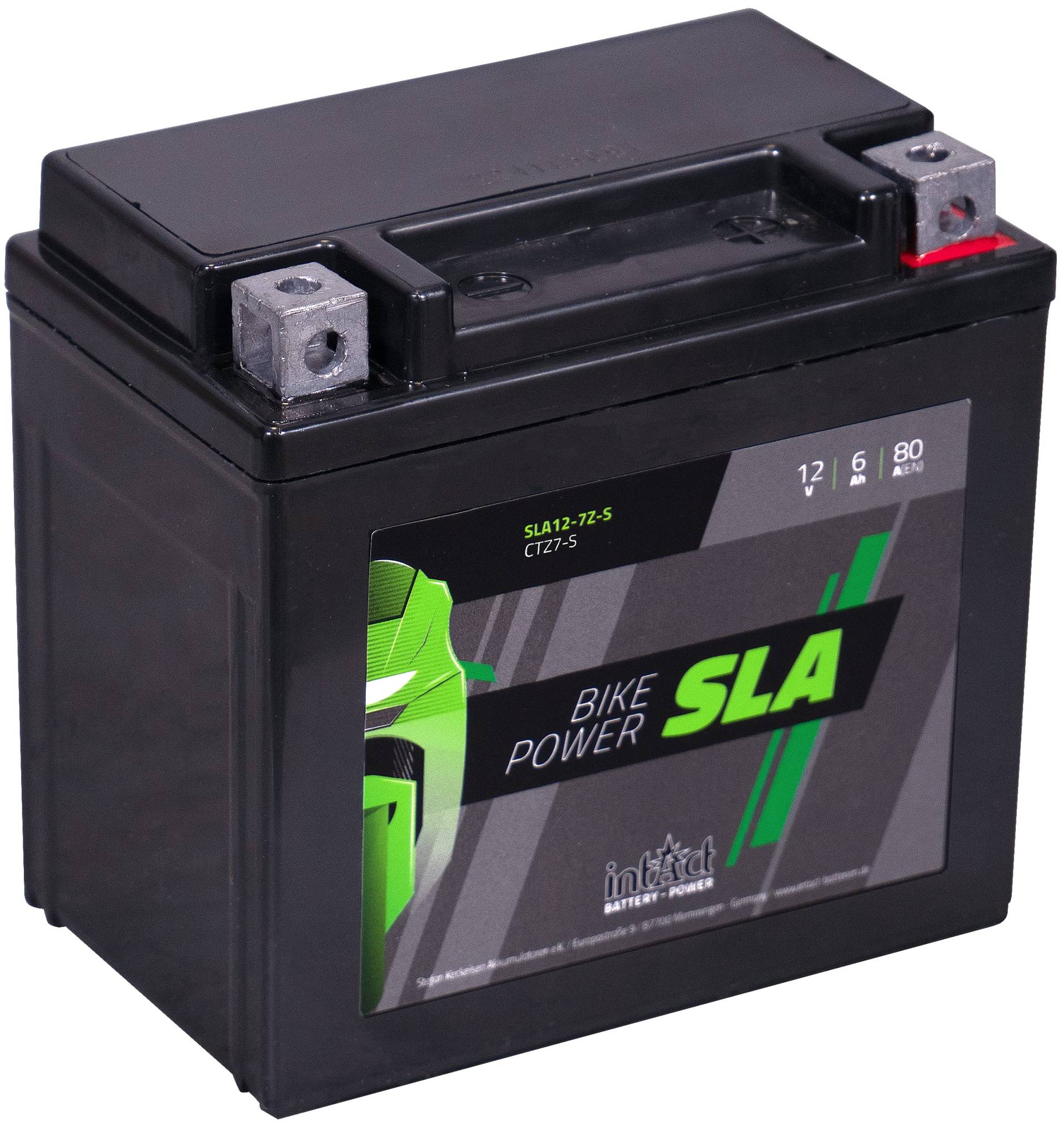 intAct - AGM MOTORRADBATTERIE | Batterie für Roller, Motorrad, Quad, Rasentraktor. Wartungsfreier & auslaufsicherer Akku | SLA12-7Z-S, CTZ7-S, 12V Batterie, 6 AH (c20), 80 A (EN) | Maße: 113x70x105mm von Intact