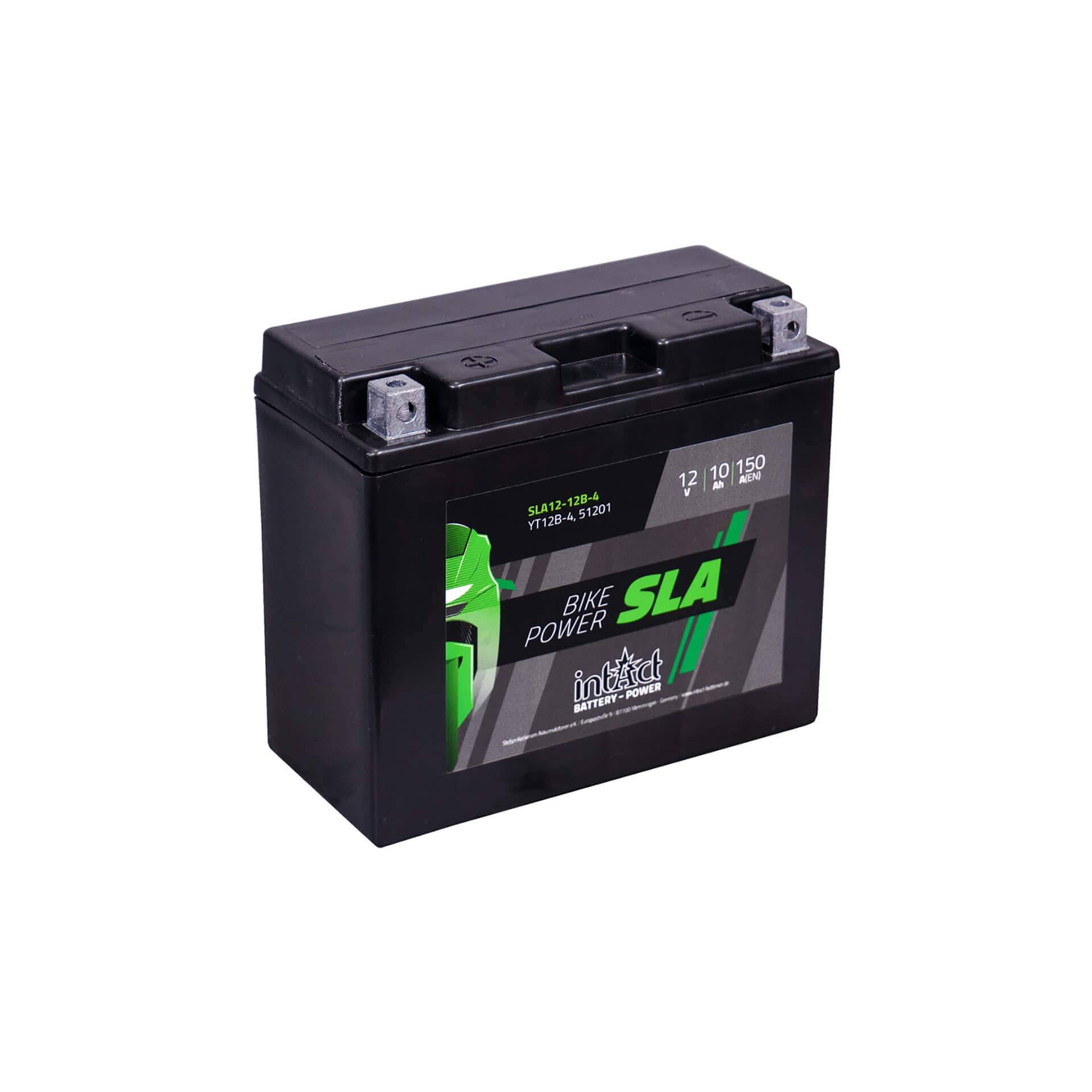 intAct - AGM MOTORRADBATTERIE | Batterie für Roller, Motorrad, Quad, Rasentraktor. Wartungsfreier & auslaufsicherer Akku | SLA12-12B-4, CT12B-4, 12V Batterie, 10 AH (c20), 150 A (EN) | Maße: 150x69x130mm von Intact