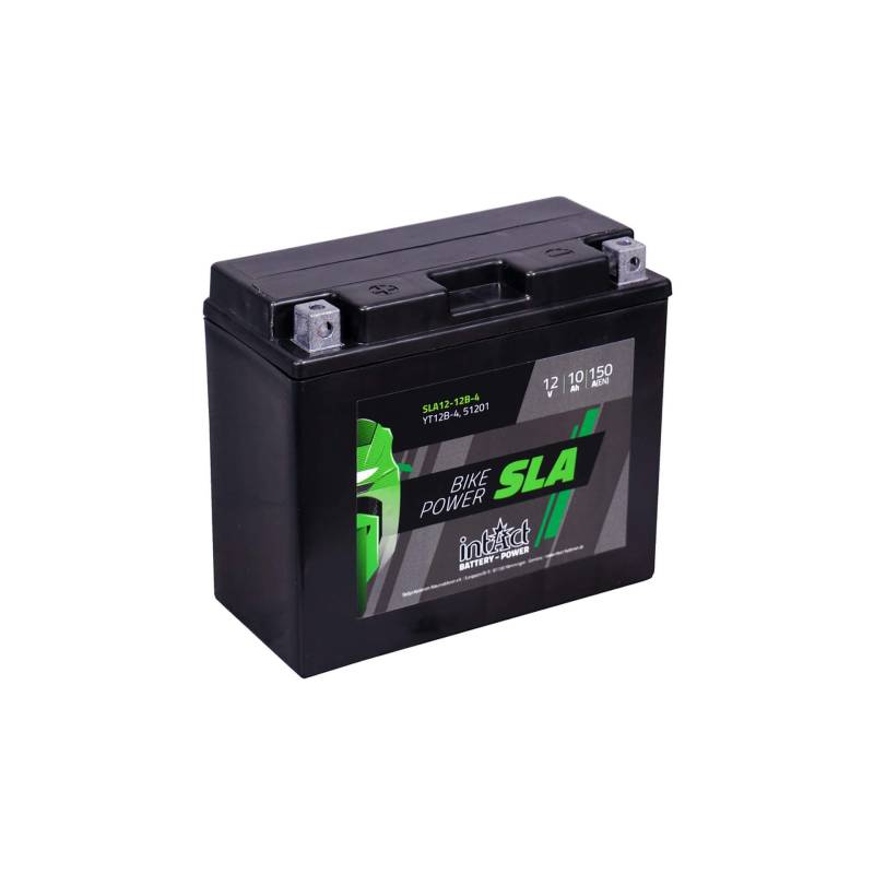 intAct - AGM MOTORRADBATTERIE | Batterie für Roller, Motorrad, Quad. Wartungsfreier & auslaufsicherer Akku | SLA12-12B-4, CT12B-4, 12V Batterie, 10 AH (c20), 150 A (EN) | Maße: 150x69x130mm von Intact