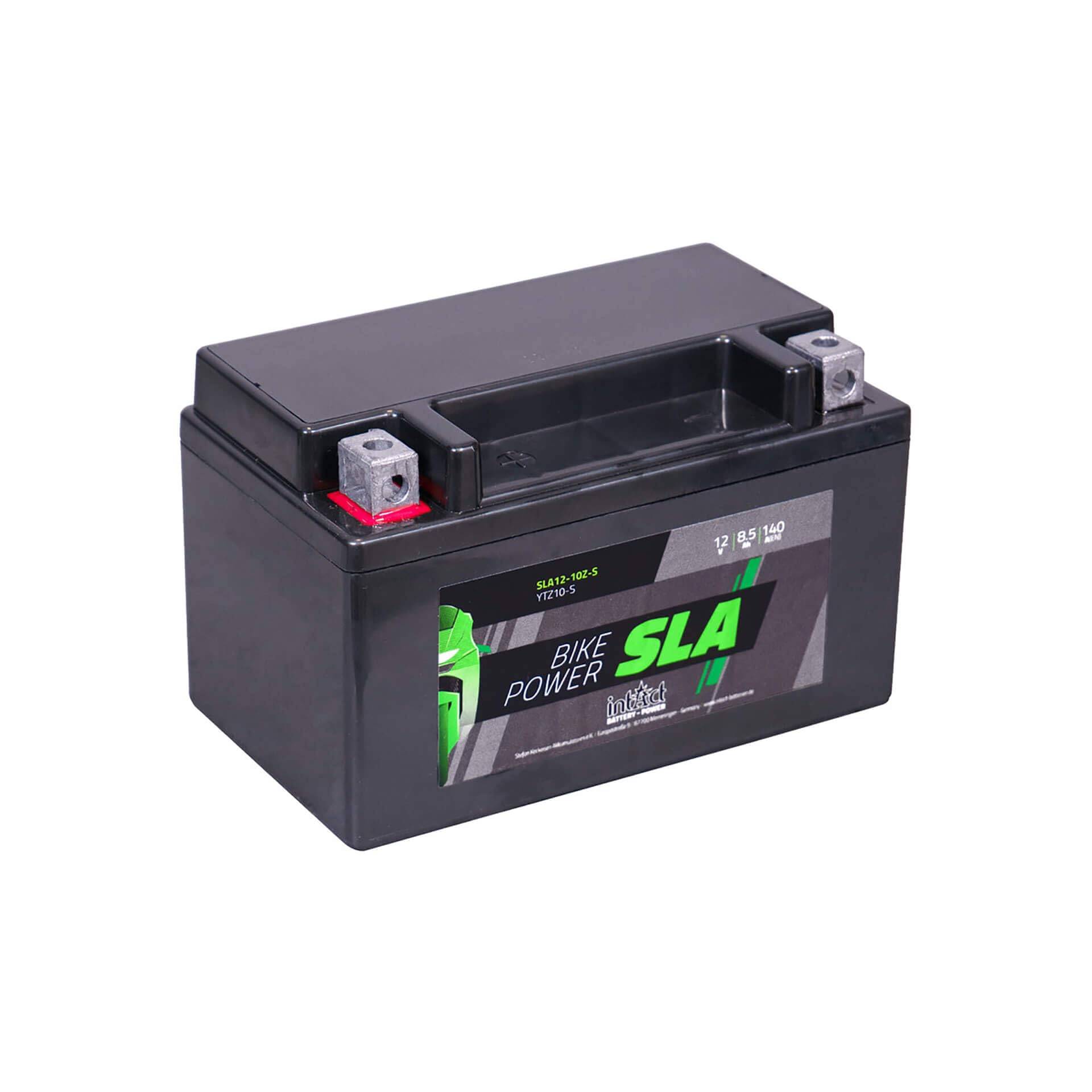 intAct - AGM MOTORRADBATTERIE | Batterie für Roller, Motorrad, Quad, Rasentraktor. Wartungsfreier & auslaufsicherer Akku | SLA12-10Z-S, CTZ10-S, 12V Batterie, 8,5 AH (c20), 140 A (EN) | Maße: 150x87x94mm von Intact