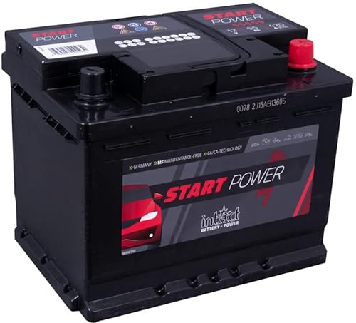 intAct Start-Power 55559GUG, wartungsarme Autobatterie 12V 55Ah 420 A (EN), Schaltung 0 (Pluspol rechts), Maße (LxBxH): 242x175x190mm von Intact