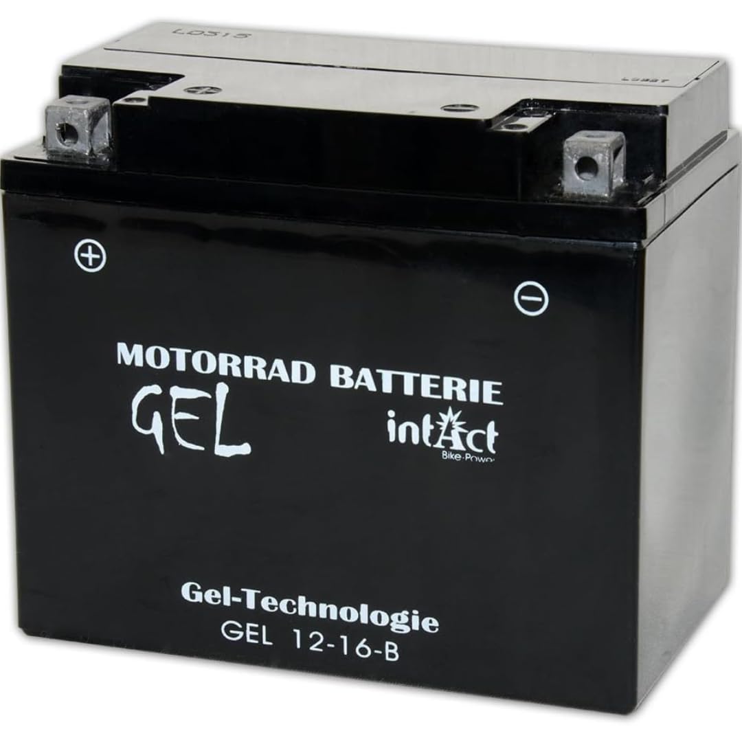 intAct - GEL MOTORRADBATTERIE Bike-Power GEL12-16-B. Ersetzt YB16-B. Motorradbatterie 12V 19Ah 280A. Maße: 176x101x156mm. Mit bis zu 30% mehr Startleistung. von Intact