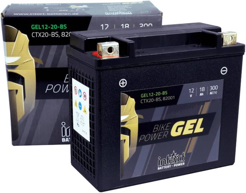 intAct - GEL MOTORRADBATTERIE Bike-Power GEL12-20-BS. Ersetzt YTX20-BS, GYZ20H. Motorradbatterie 12V 18Ah 300A. Maße: 175x87x155mm. Mit bis zu 30% mehr Startleistung. von Intact