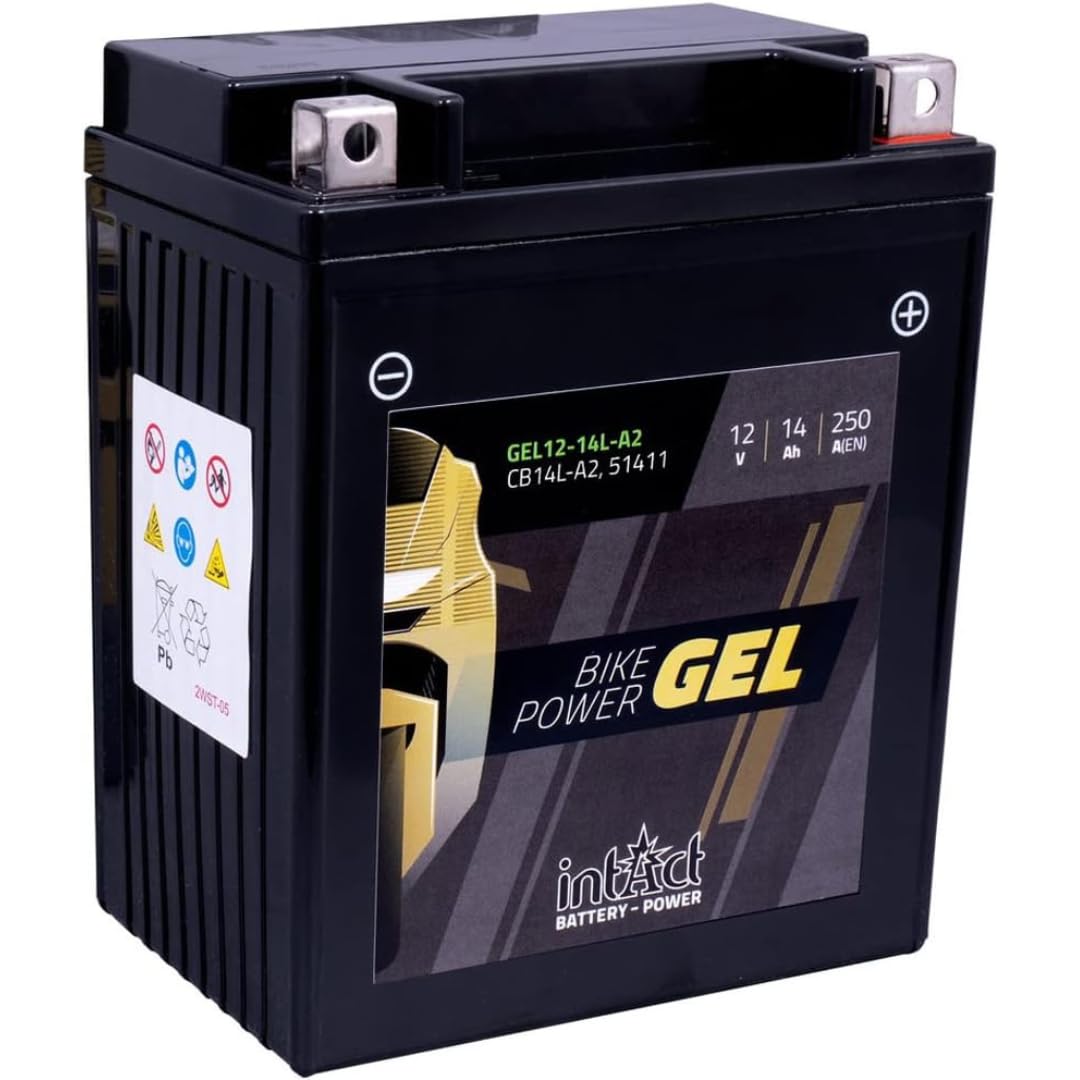 intAct - GEL MOTORRADBATTERIE | Batterie mit +30% Startleistung. Für Roller, Motorrad, Quad | Bike-Power GEL12-14L-A2, CB14L-A2, 51411, 12V Batterie, 14 AH (c20), 250 A (EN) | Maße: 135x91x160mm von Intact