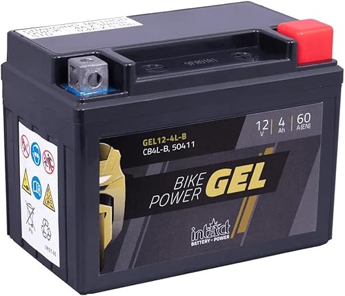 intAct - GEL MOTORRADBATTERIE Bike-Power GEL12-4L-B. Ersetzt YB4L-B, YB4L-A. Motorradbatterie 12V 4Ah 60A. Maße: 120x70x92mm. Mit bis zu 30% mehr Startleistung. von Intact