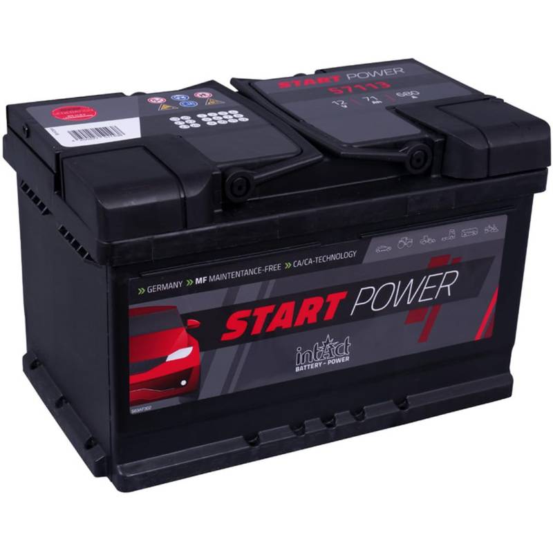 intAct Autobatterie 12V 71Ah 680A, Start-Power 57113GUG, leistungsstarke und zuverlässige PKW Starterbatterie, Maße: 278x175x175mm, Blei-Säure-Batterie in Erstausrüsterqualität von Intact