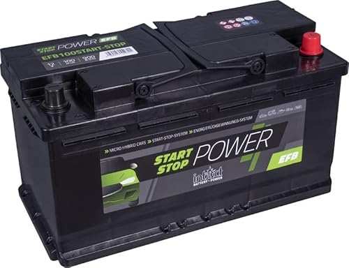 intAct Start-Stop-Power EFB100SS, wartungsfreie EFB Start Stopp Batterie, Autobatterie 12V 100Ah 900 A (EN), Schaltung 0 (Pluspol rechts), Maße (LxBxH): 353x175x190mm von Intact