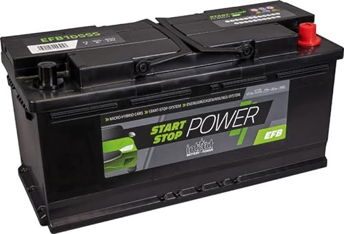 intAct Start-Stop-Power EFB105SS, wartungsfreie EFB Start Stopp Batterie, Autobatterie 12V 105Ah 950 A (EN), Schaltung 0 (Pluspol rechts), Maße (LxBxH): 394x175x190mm von Intact
