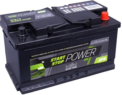 intAct Start-Stop-Power EFB75SS, wartungsfreie EFB Start Stopp Batterie, Autobatterie 12V 75Ah 730A (EN), Schaltung 0 (Pluspol rechts), Maße (LxBxH): 317x175x175mm von Intact