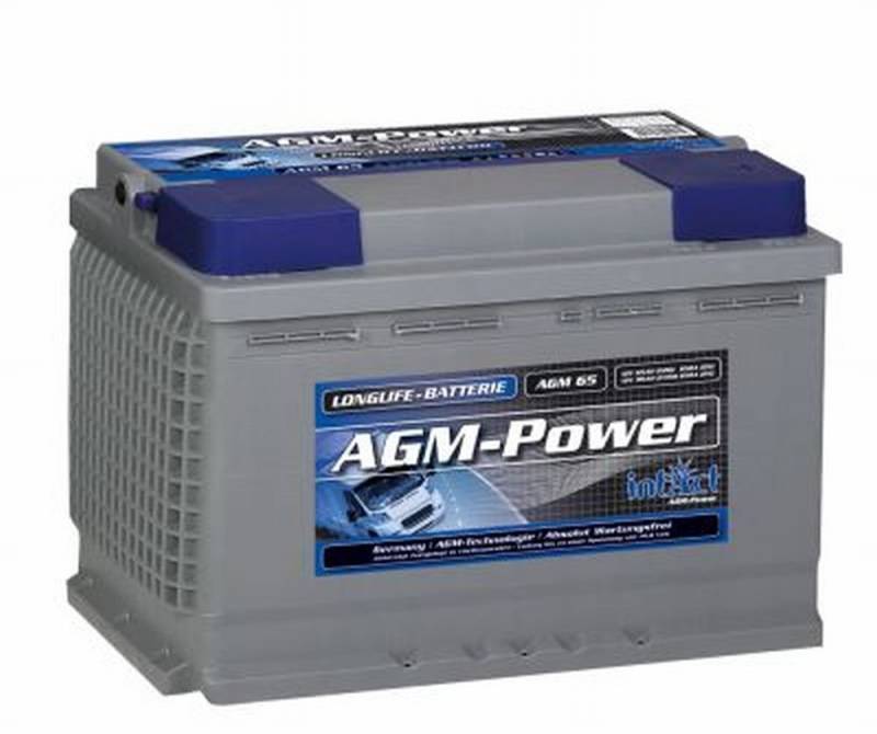 intAct AGM Versorgungsbatterie 12V 65Ah, einsetzbar als Wohnmobilbatterie, Bootsbatterie oder Solarbatterie, auslaufsicher und absolut wartungsfrei, Maße (LxBxH): 278x175x190mm, Pluspol rechts von Intact