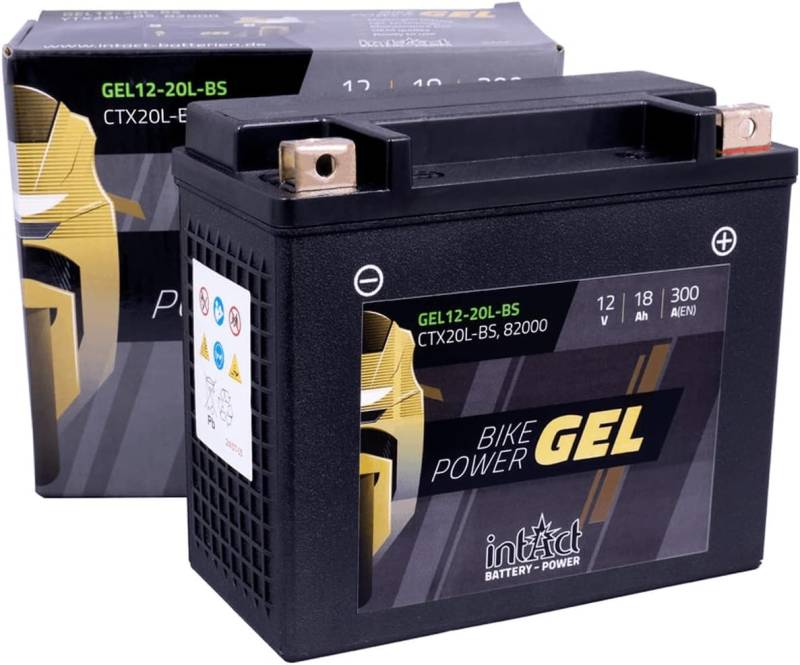 intAct - GEL MOTORRADBATTERIE Bike-Power GEL12-20H-BS. Ersetzt YTX20H-BS, GYZ20H. Motorradbatterie 12V 20Ah 310A. Maße: 175x87x155mm. Mit bis zu 30% mehr Startleistung. von Intact