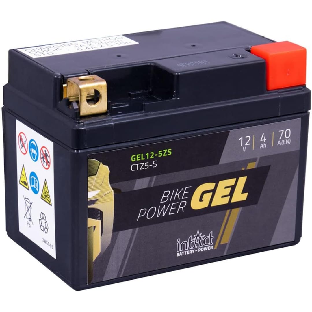 intAct - GEL MOTORRADBATTERIE Bike-Power GEL12-5ZS. Ersetzt YTZ5ZS, YTZ4V, YTZ5S. Motorradbatterie 12V 4Ah 70A. Maße: 113x70x85mm. Mit bis zu 30% mehr Startleistung. von Intact