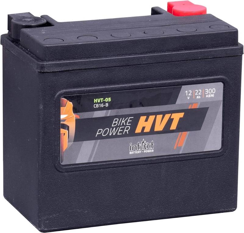 intAct - HVT-05 MOTORRADBATTERIE - Motorrad Batterie perfekt für Harley Davidson & andere hubraumstarke 2-Zylinder. Bike Power HVT-05, CB16-B, 65991-82B, 12V Batterie, 22 AH, 300 A. 176x101x156mm von Intact