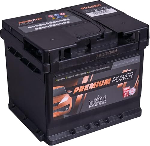 intAct Premium Starterbatterie 12V 45Ah 450A - Autobatterie mit 30% mehr Startleistung und Schnellladetechnik - auslaufsicher und wartungsfrei - Maße (LxBxH): 210x175x175mm, Pluspol rechts von Intact