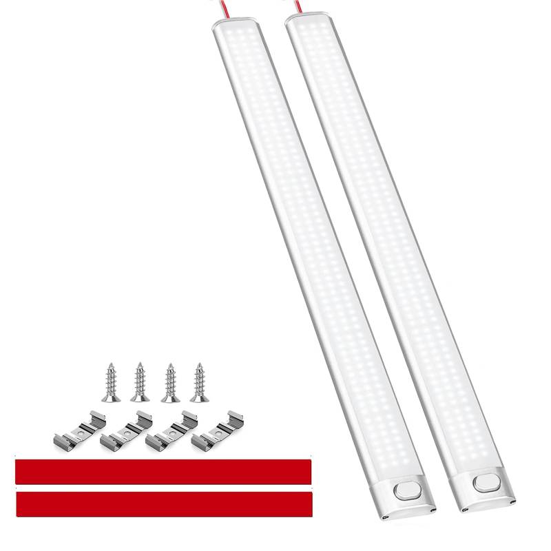 Intckwan 12v Led Lampe Wohnmobil, 168 Leds, 6000K LED Innenlichtleiste, LED Innenbeleuchtung Leiste mit Schalter für Auto Van Bus Caravan Boat Wohnmobil Küche Bad Bar LKW Camper Traktor(2 Stück) von Intckwan