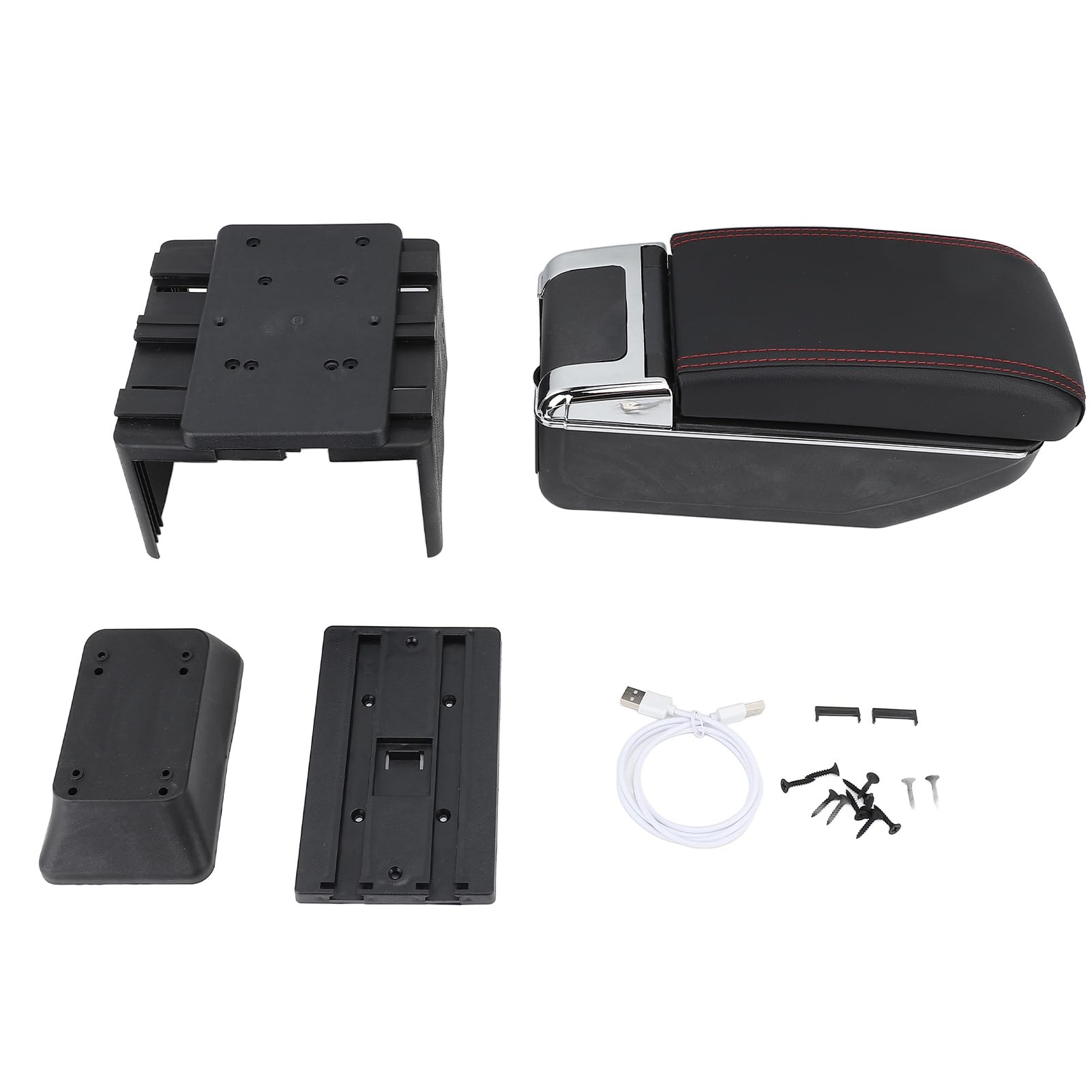 Intoipush Black Line Armlehnenbox für die vordere Mittelkonsole, ausziehbarer Armlehnen-Organizer, Aufbewahrungskoffer, multifunktionale Auto-Aufbewahrungsbox mit USB, passend für die (Rote Linie) von Intoipush