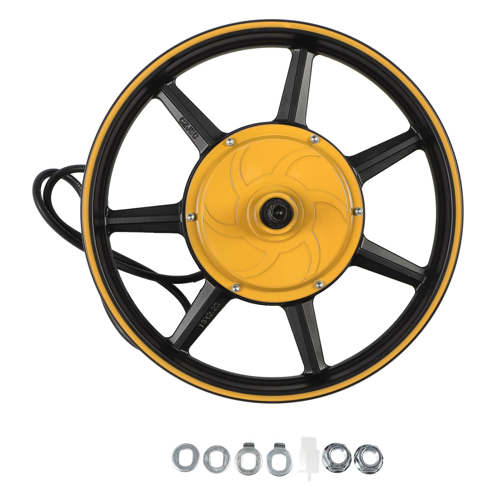 Intoipush Elektro-Nabenmotor-Kit, 16-Zoll-Dual-Hall-Brushless-Nabenmotor, 48 V-72 V, 800-2000 W Gleichstrom-Scheibenbremsmotor für Elektro-Motorrad-Roller (Gelb) von Intoipush